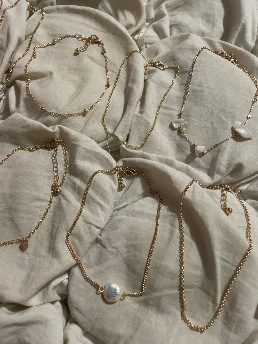 Free People Gold-Tone Multi-Style Anklet Stack View 3